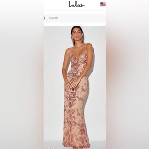 Shine Language Rose Gold Sequin Mermaid Maxi Dress